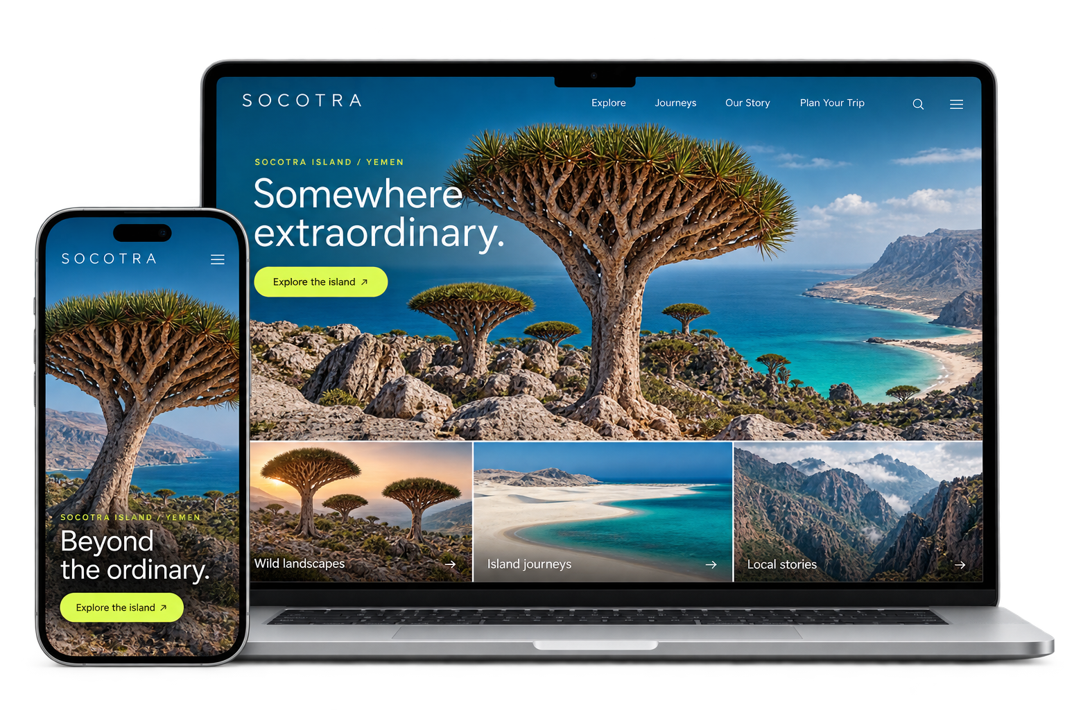 Socotra travel website design concept