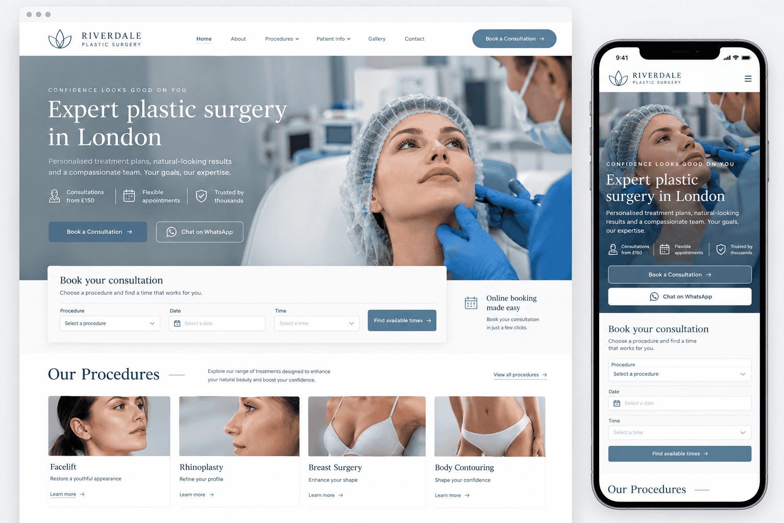 Surgical practice website design concept