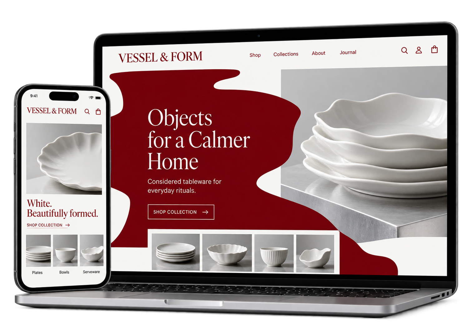 Ceramics online store website design concept